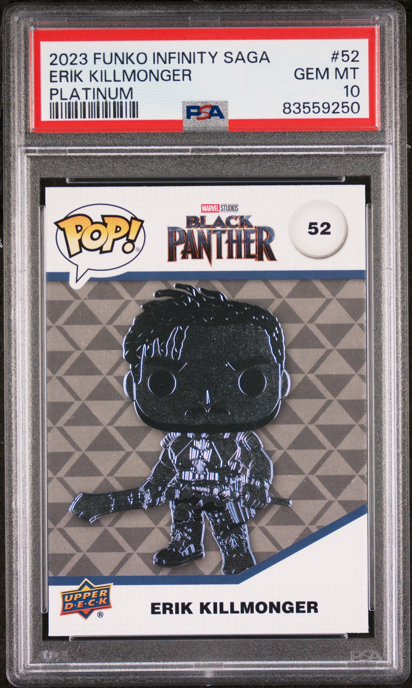 2023 Upper Deck Funko Pop Marvel Erik Killmonger Platinum #52 PSA 10 Graded Collectible - Perfect for Marvel Fans, Pop Culture Collectors & Display Cases