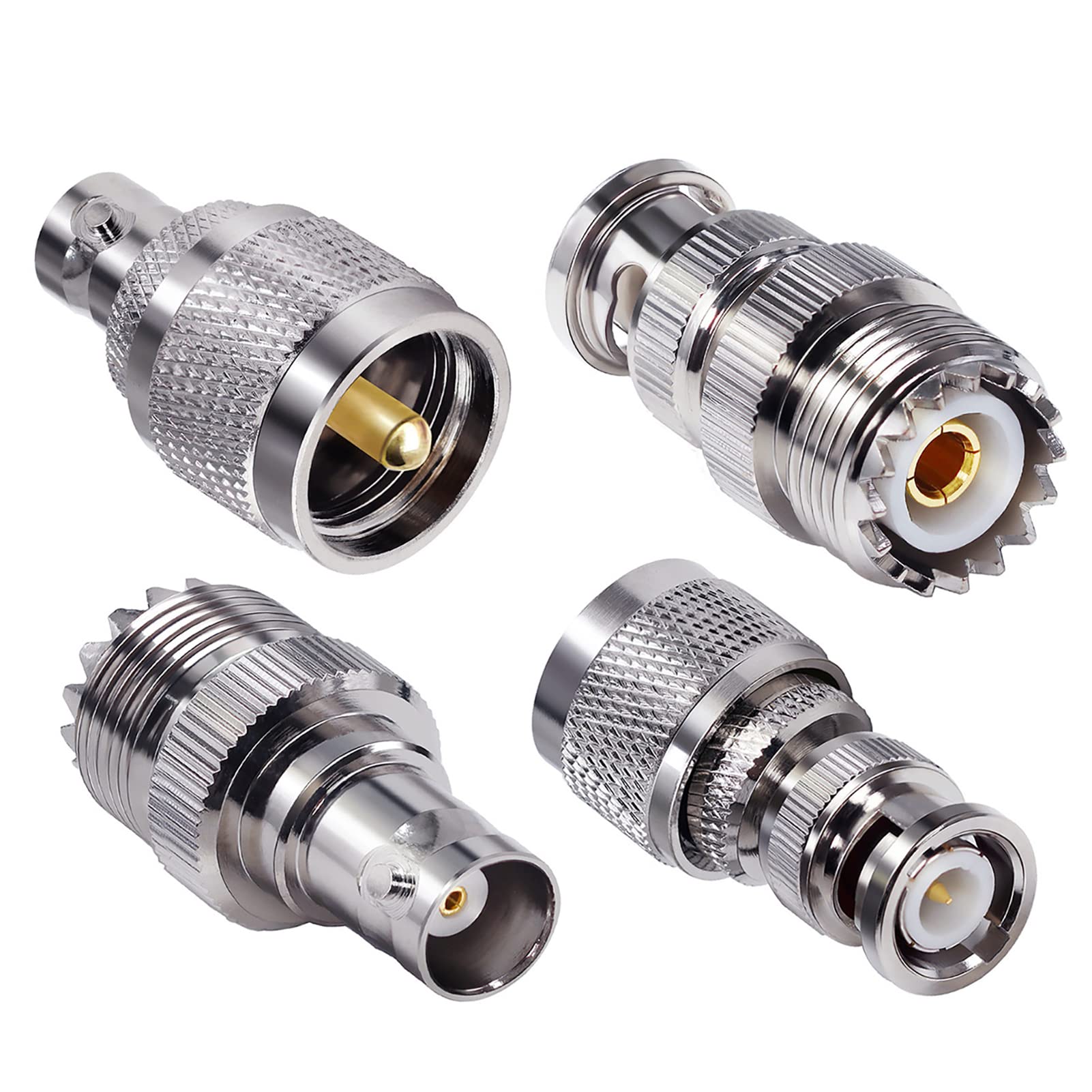 TUOLNK 4pcs PL259 to BNC Adapter Kit - SO239 Male to BNC Female Coaxial Cable Connector for CB Radio, Antenna, Ham Radio, CCTV, and Extension Cables - Perfect for Signal Transmission and Equipment Connection