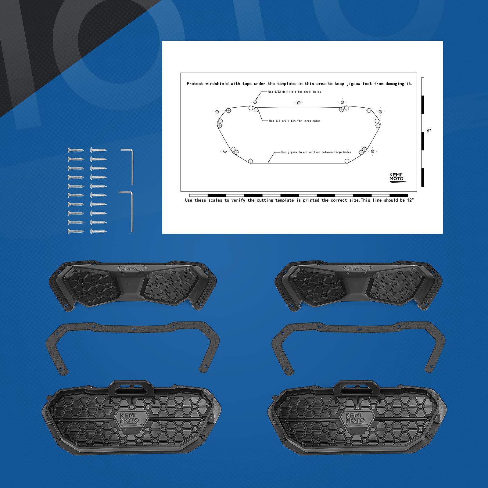 KEMIMOTO UTV Windshield Vents - 2PCS Universal Polycarbonate Windshield Vents for Can-Am Maverick X3, Polaris RZR Ranger General 1000, Honda Pioneer/Talon, Kawasaki Teryx Krx Mule, Textron Zforce 950 - Perfect for Off-Roading & Dust Control