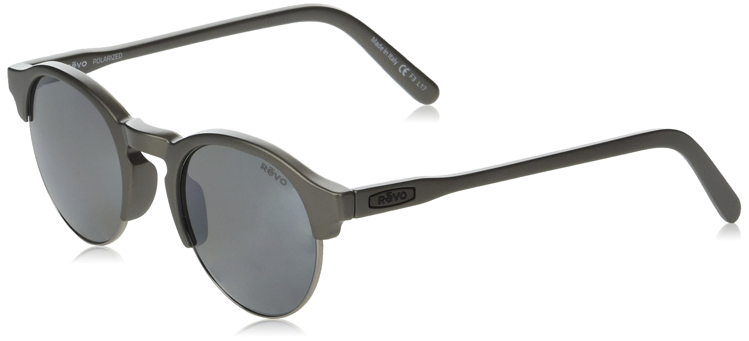 Revo Unisex-Adult RE 1066 Reign Polarized Round Sunglasses - Matte Pewter Frame, 49mm Lens, UV Protection for Men & Women - Perfect for Driving, Beach & Outdoor Activities