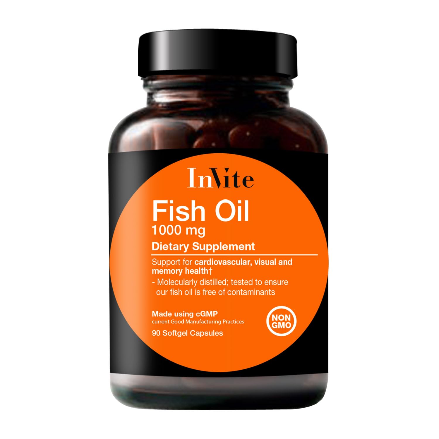 Invite Health Fish Oil 1000mg Softgels - High Potency Omega 3 Supplement with EPA & DHA for Brain, Heart & Joint Support - Pharmaceutical Grade Fish Oil Capsules - 90 Count for Daily Wellness & Active Lifestyle