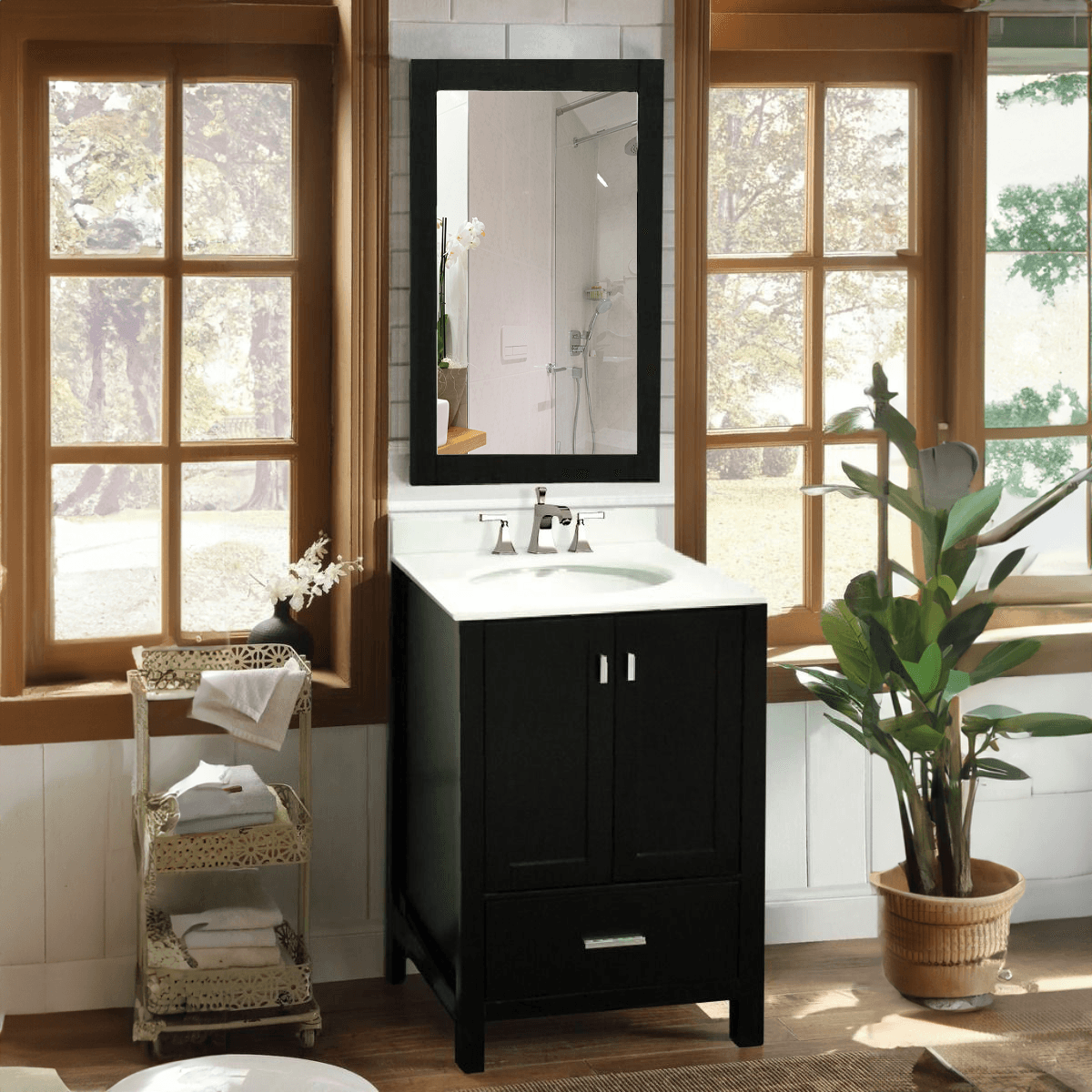 Elegant White Marble Vanity Set with Basin - 24
