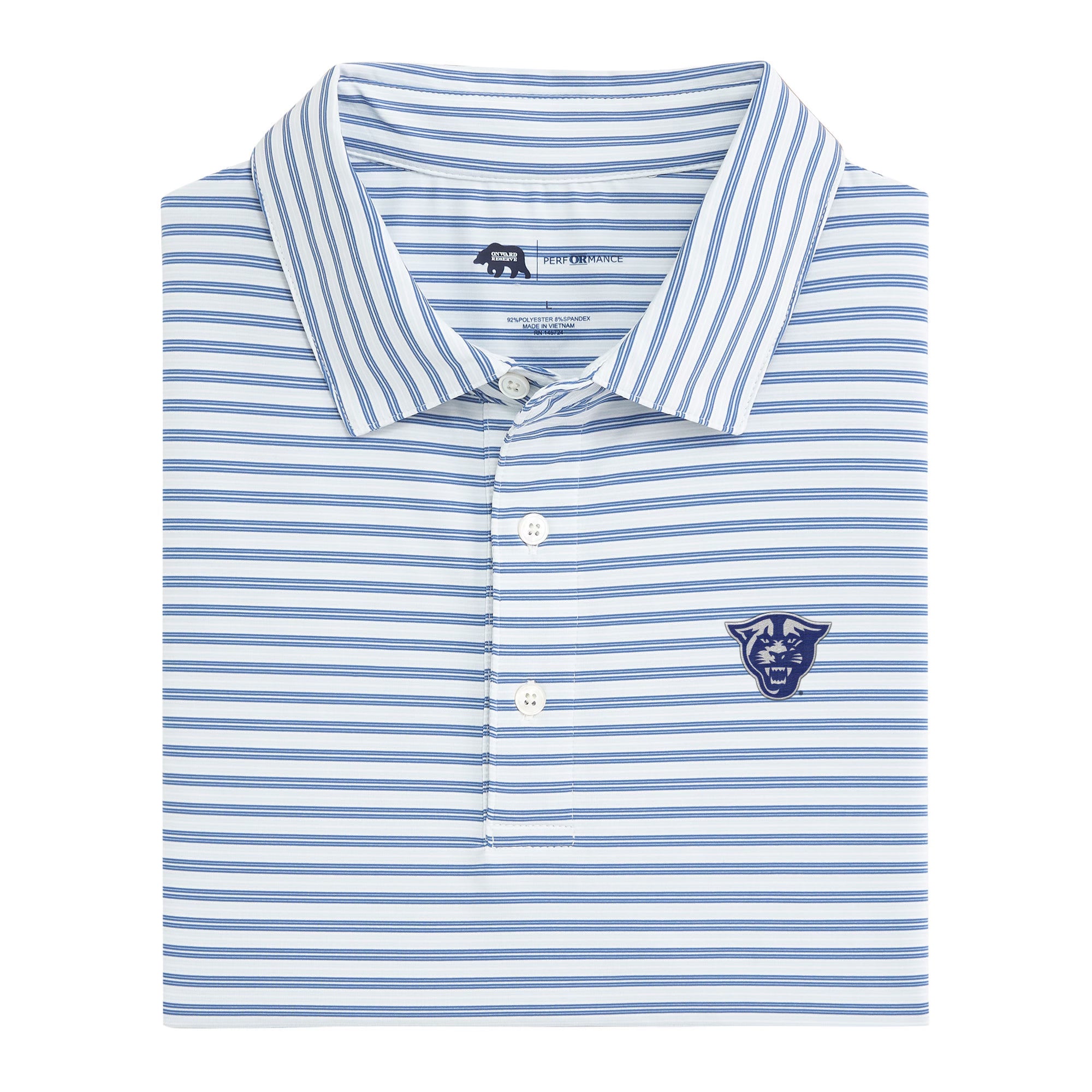 Georgia State Performance Polo Shirt with Wedge Stripe Design - Breathable & Moisture-Wicking for Sports, Golf & Outdoor Activities
