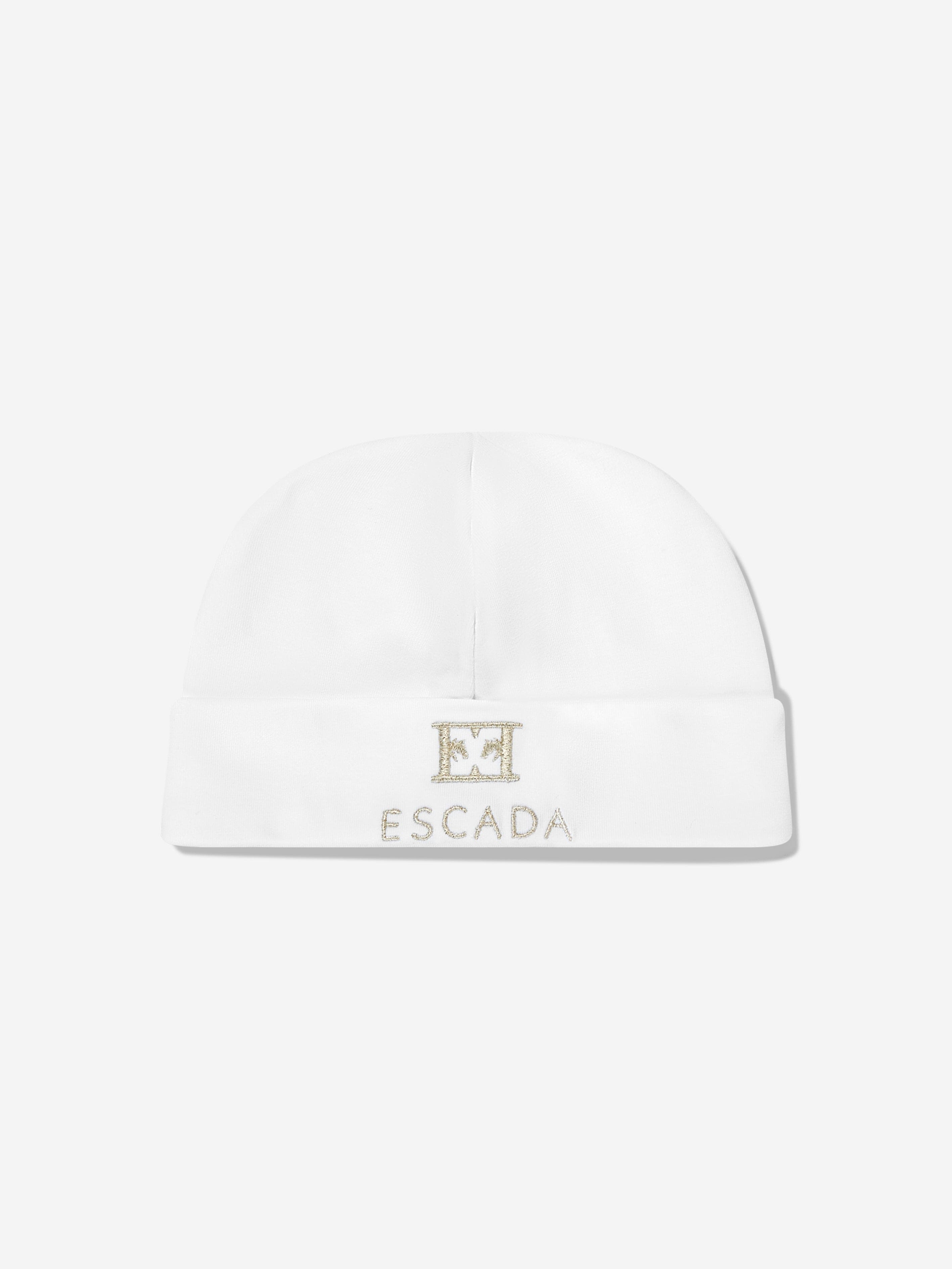 Baby Girls Embroidered Logo Beanie - Soft Winter Hat for Infants & Toddlers - White Cute Knit Cap for Newborn Photos, Outdoor Play & Cold Weather Protection