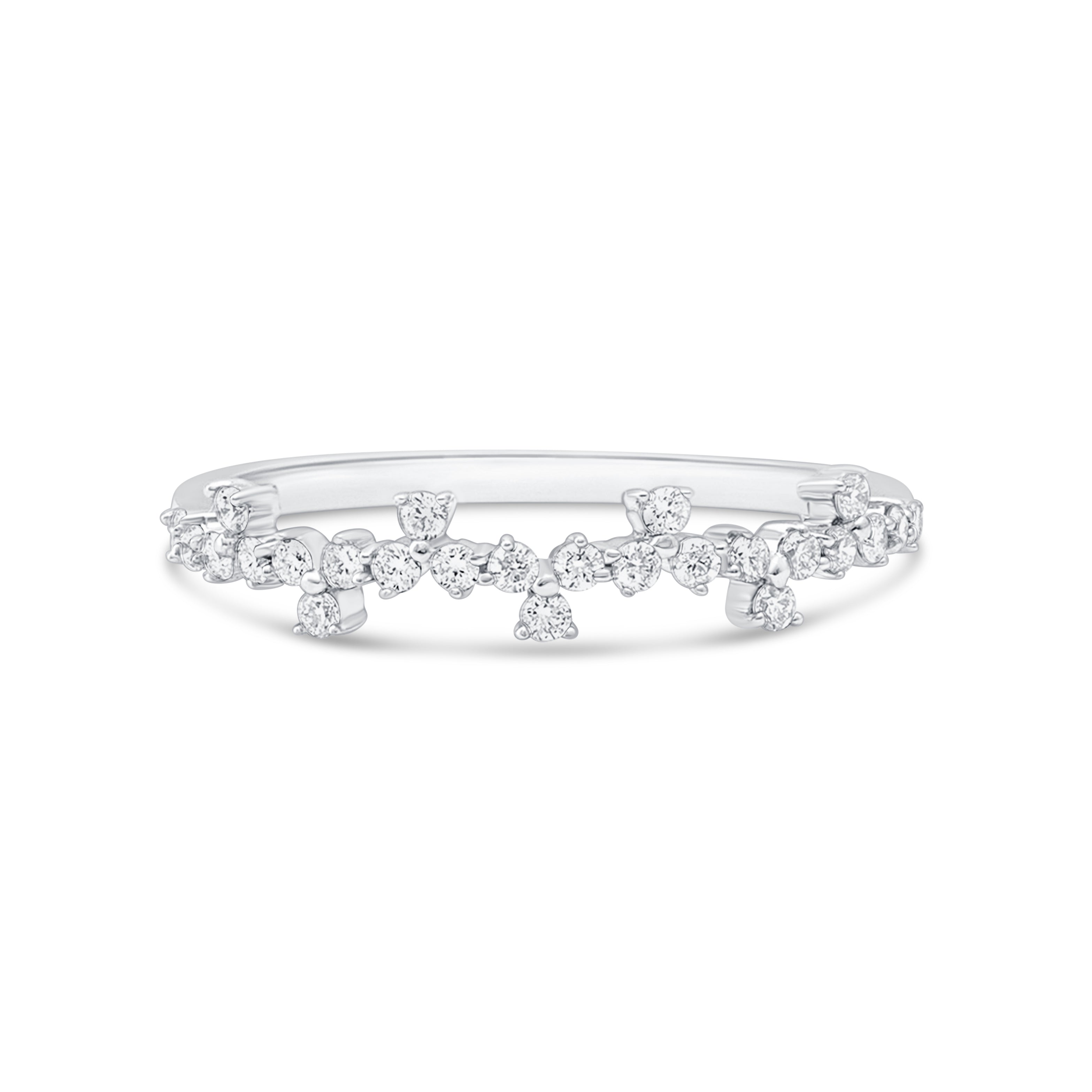 14K White Gold Three Flower Diamond Ring for Women - Elegant Wedding, Engagement & Anniversary Jewelry Gift