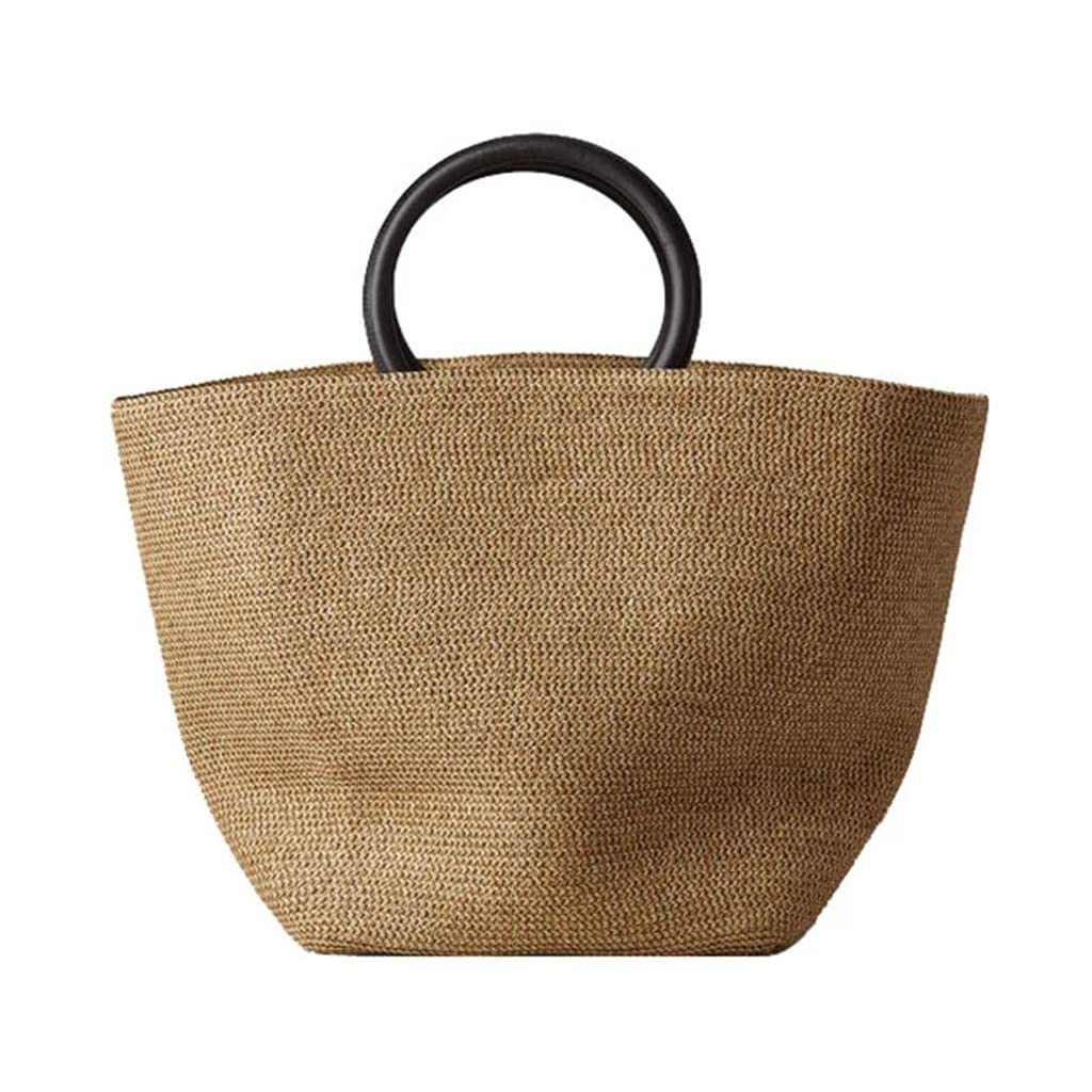 Bohemian Woven Rattan Beach Tote Bag for Women - Handmade Wicker Summer Shoulder Bag, Large Boho Messenger Purse (One Size) | Perfect for Beach Vacations, Pool Parties & Summer Outings
