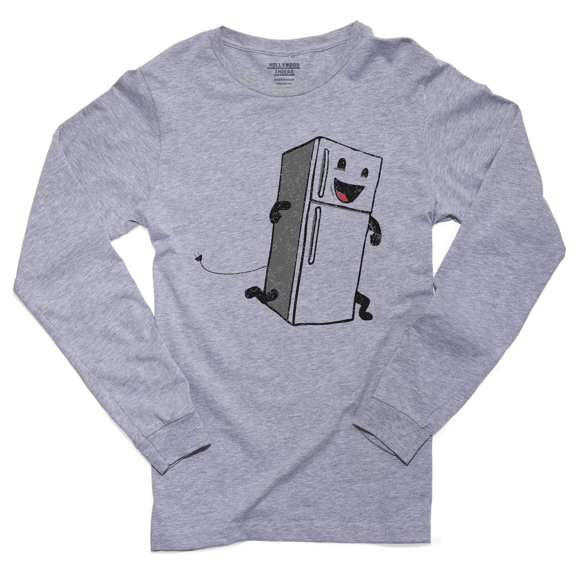 Funny Refrigerator Running Joke Men's Long Sleeve T-Shirt - Humorous Appliance Themed Graphic Tee for Dad Joke Lovers - Perfect for Casual Wear, Gag Gifts & Nerdy Humor