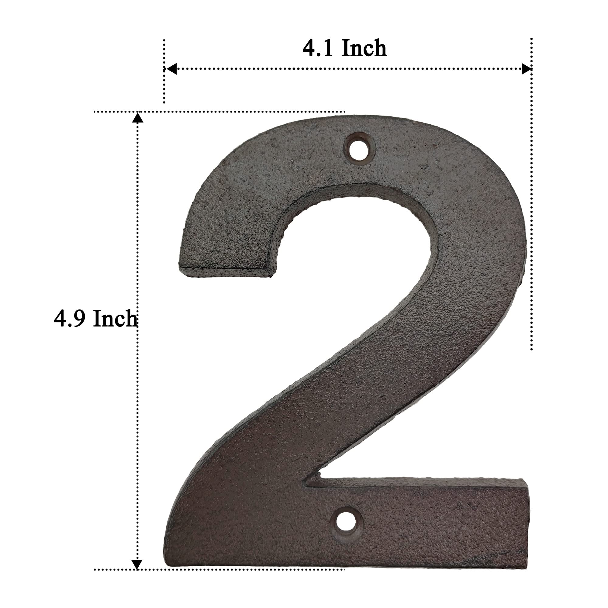 4.9 Inch High Modern House Numbers for Outside - Durable Weatherproof Address Plaque for Home, Mailbox & Front Door (Number 2) - Perfect for Curb Appeal & Package Delivery Visibility