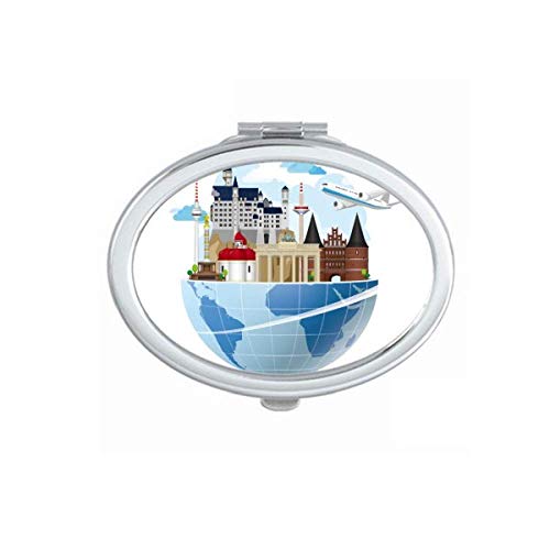 DIYthinker Germany Landmark Journey Plane Mirror - Portable Folding Double-Sided Makeup Mirror for Travel, Home & Salon Use