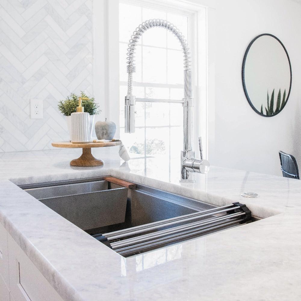 ZLINE Sierra Pull Down Spring Single Handle Kitchen Faucet in Chrome - High Arc Spout, Easy Installation for Modern Kitchens (Perfect for Cooking, Washing Dishes & Filling Pots)
