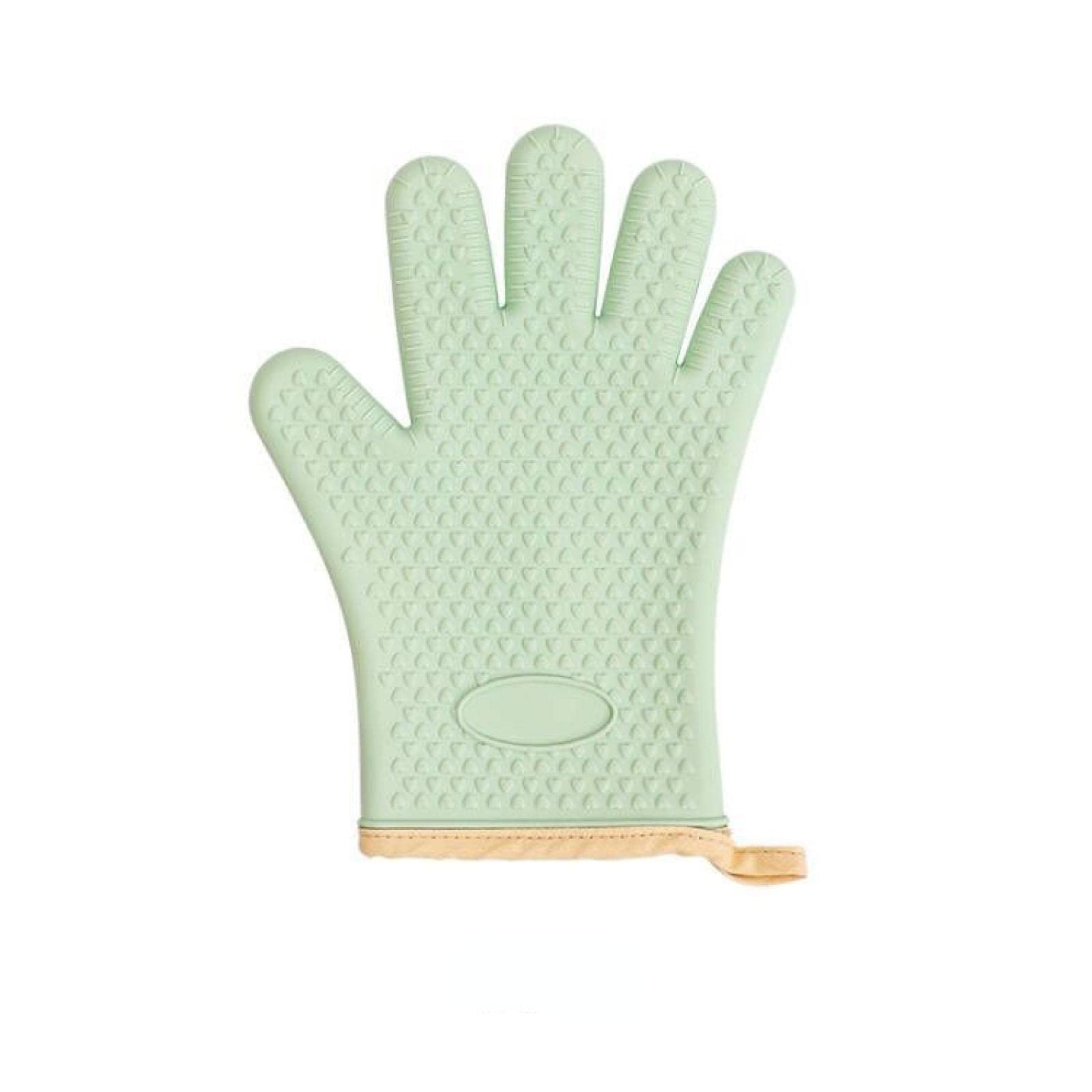 High Temperature Resistant Microwave & Oven Gloves - Heat Insulation, Anti-Scald Silicone Baking Gloves (Light Green) - Perfect for Cooking, Grilling & Baking Safely