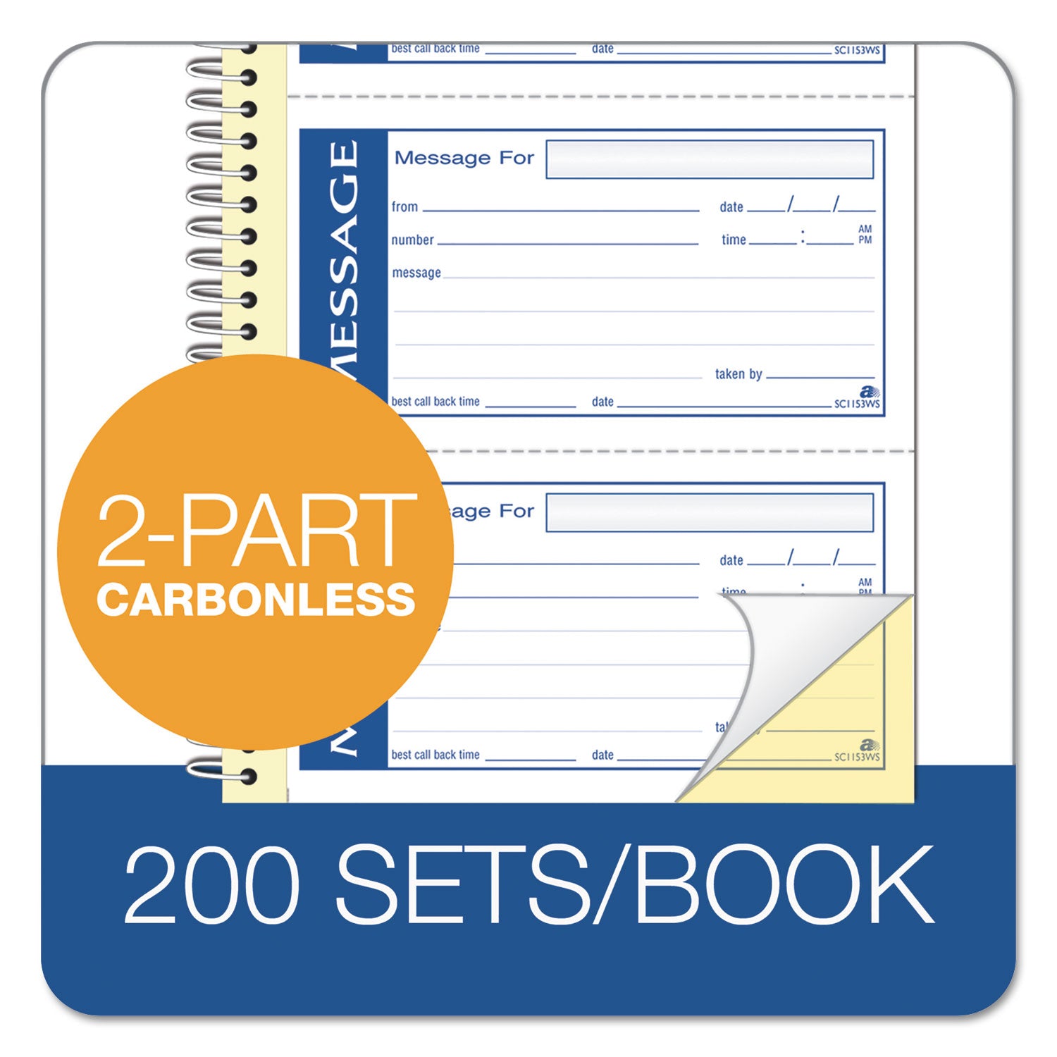 Adams® Write 'n Stick Phone Message Book - 2-Part Carbonless, 4.75