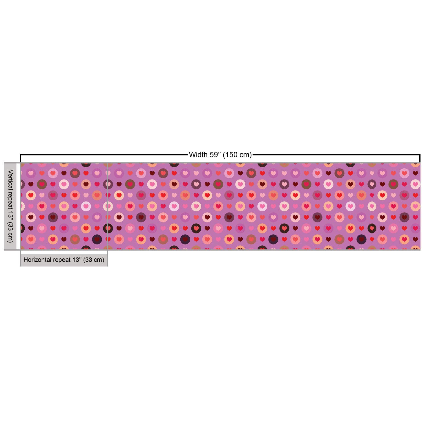 Ambesonne Abstract Fabric by The Yard - Valentine's Love Heart Circular Design for Upholstery, Home Decor & DIY Projects | 10 Yards Fuchsia Red Salmon | Perfect for Throw Pillows, Curtains & Table Runners