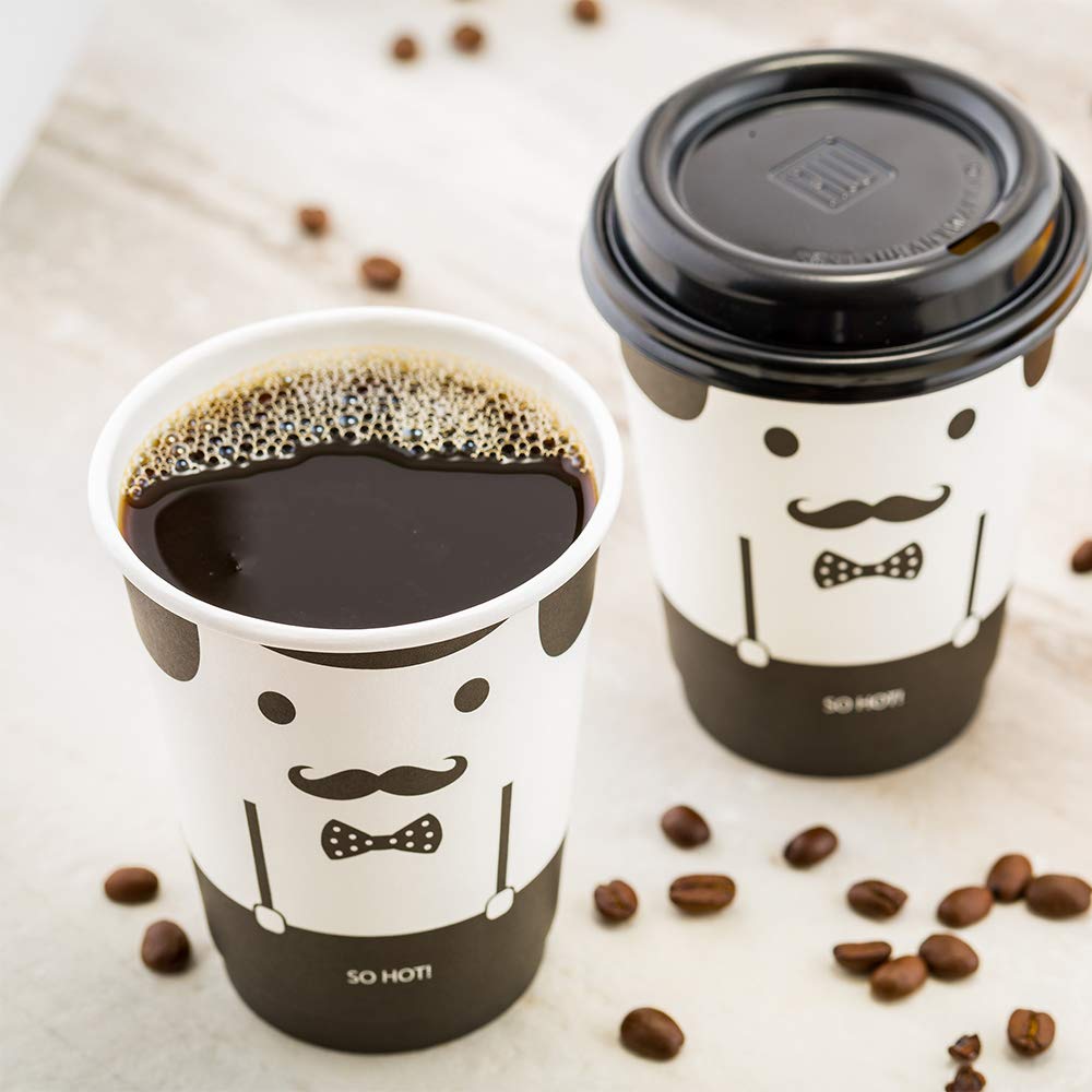 12oz Disposable Double Wall Coffee Cups - 500 Pack Insulated Hot Cups for Coffee, Tea & Beverages (Lids Sold Separately) - Durable Paper Cups for Cafes, Offices & Home Use - Black Matte Finish