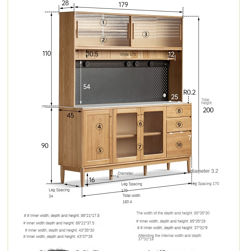 Solid Oak Wood Rock Plate Storage Cabinet - High Capacity Organizer for Kitchen, Living Room, or Office