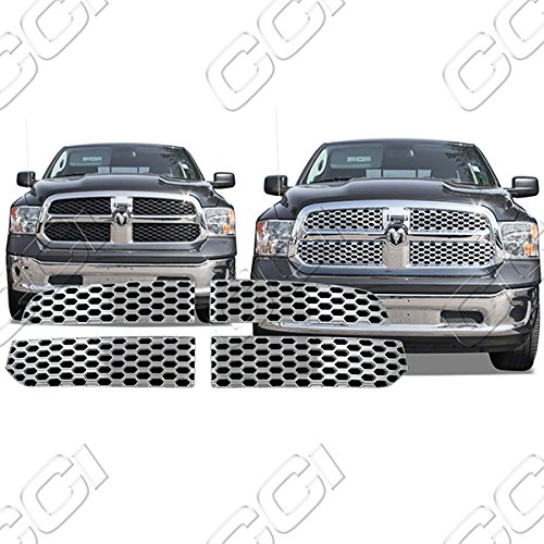 2013-2014 Dodge Ram 1500/2500/3500 Triple Chrome Plated ABS Truck Grille - Heavy Duty Front Grille Guard for Off-Road & Daily Driving