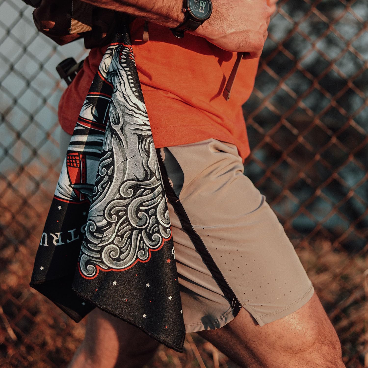 RokFit Multi-Use Sports Towel - Gym, Golf & Outdoor Utility Towel with Carabiner Clip | Bold Graphic Design (Struggle Makes Strength) | Perfect for Workouts, Golfing & Active Lifestyles