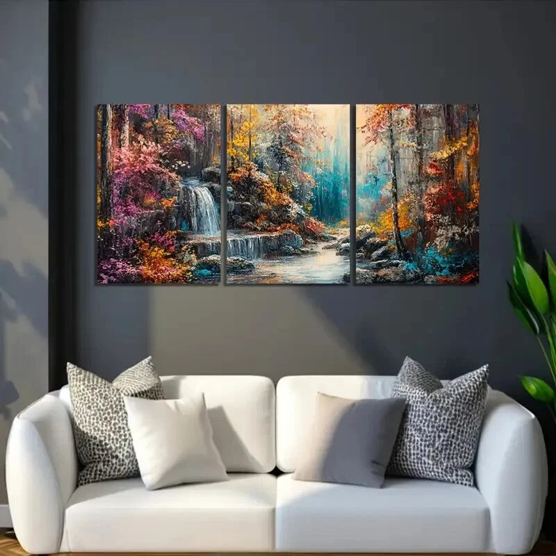 3-Piece Vibrant Autumn Forest Wall Art Set - Framed Canvas 40x60cm - High Quality Print - 100% Australian Made - Ready to Hang - Perfect for Living Room, Bedroom & Office Decor