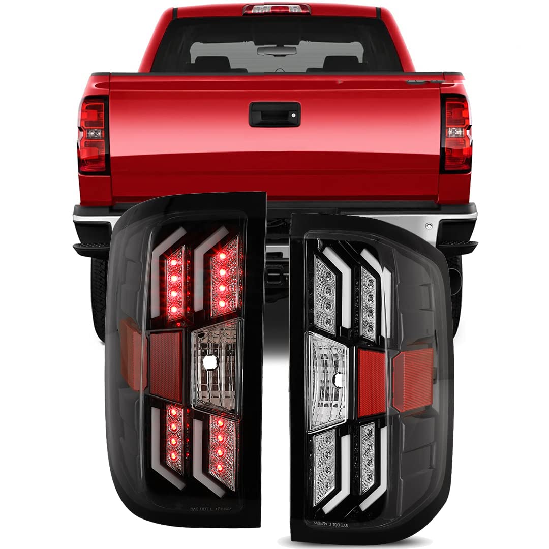 Winjet Off Road Series LED Tail Lights for 2014-2018 Chevrolet Silverado - DRL Daytime Running Lights, Smoked Lens Design, Waterproof & Durable for Off-Roading, Truck Upgrades & Night Driving Safety
