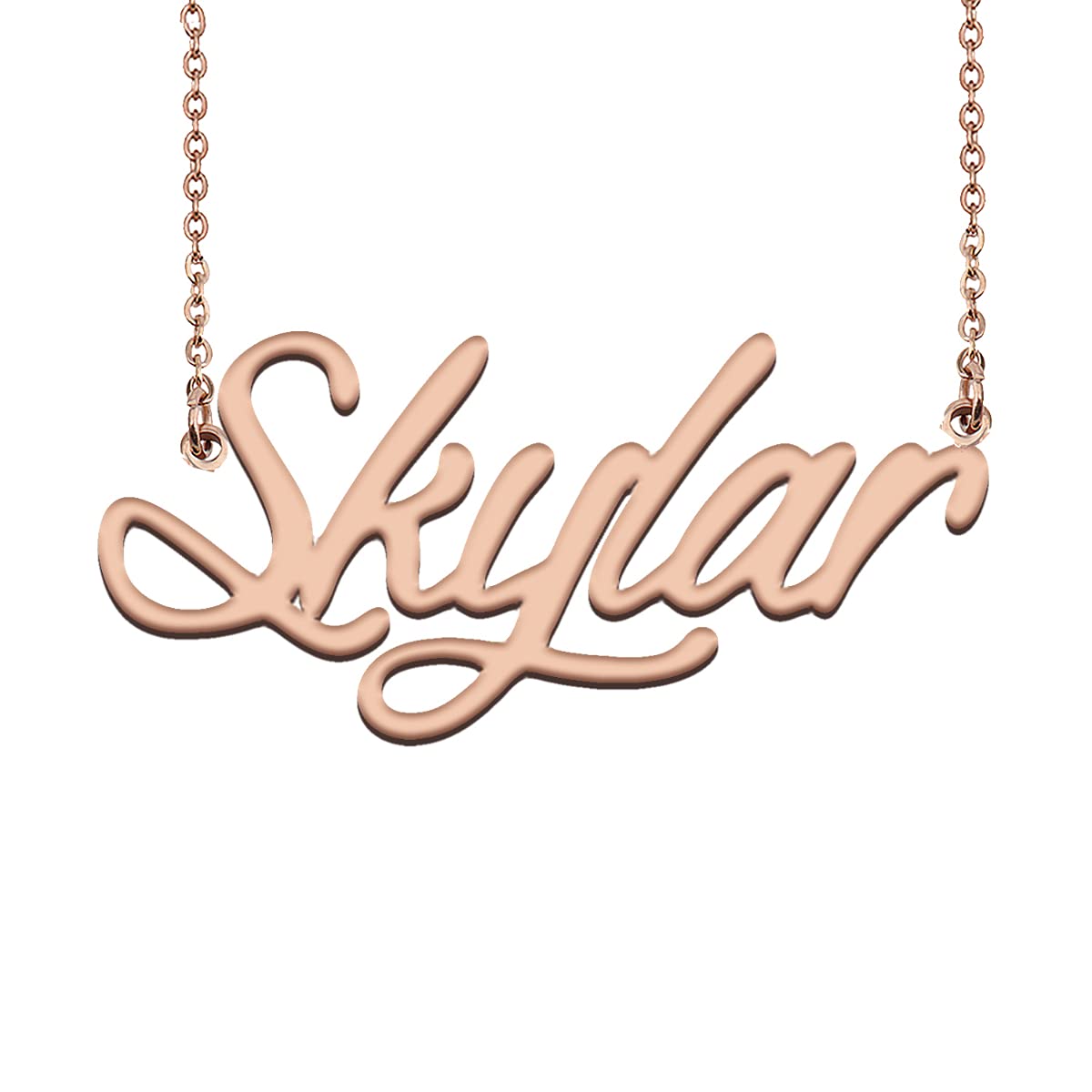 HUAN XUN Personalized Name Necklace - 18K Gold Plated Custom Nameplate Pendant Jewelry for Women & Girls (Rose Gold) | Unique Gift for Birthday, Anniversary & Valentine's Day