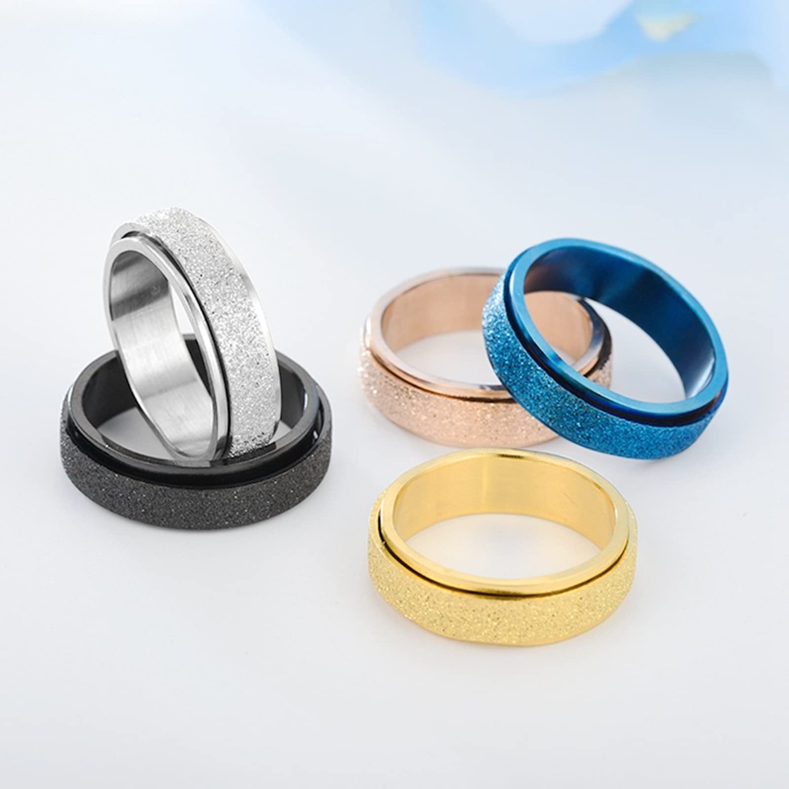 Men's Stainless Steel Engagement Band 6MM - Rotatable Matte Ring Size 6-12 for Wedding & Proposal