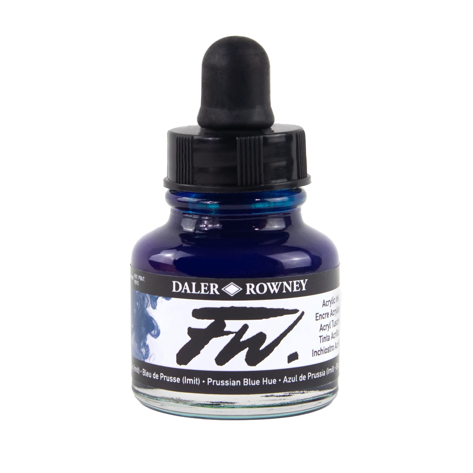 Daler-Rowney FW Acrylic Ink Bottle - Prussian Blue Hue Artist Ink for Painting, Calligraphy & Illustration | Permanent, Archival-Quality Drawing Ink for Professionals & Students | Perfect for Canvas, Paper, Mixed Media & DIY Projects