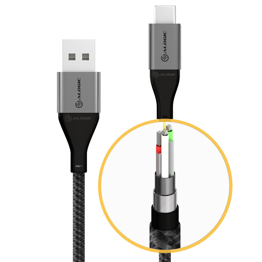 Fast Charging USB 2.0 to USB C Cable - 3A 480Mbps High Speed Data Sync - Compatible with Smartphones, Tablets, Laptops & More | Perfect for Home, Office & Travel Charging