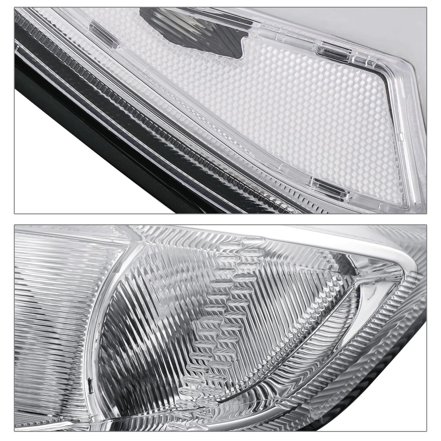M-AUTO Left & Right Headlight Assembly for 2015-2017 Ford Focus Halogen Model - Chrome Housing Clear Corner Headlamps with Turn Signal Lights | Direct Replacement, Easy Installation | Perfect for Night Driving and Vehicle Upgrades