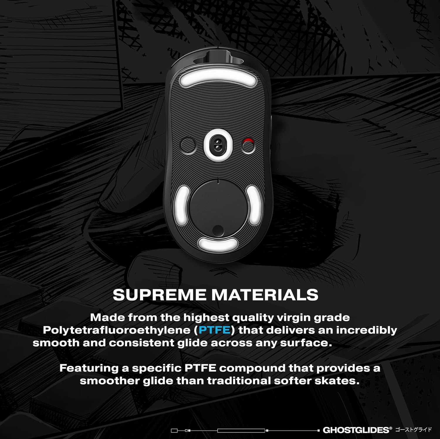 GHOSTGLIDES EDGERUNNER Skates for Logitech G Pro Wireless (GPW) Mouse - Ultra Smooth Gliding for Gaming & Office Use - Perfect for FPS, MOBA & Productivity Work