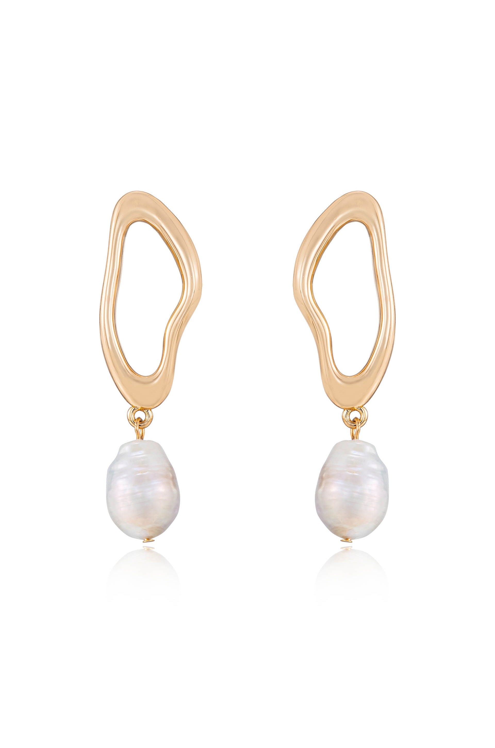 Open Circle Freshwater Pearl Earrings - Elegant Dangle Earrings for Women, Perfect for Weddings, Parties & Special Occasions