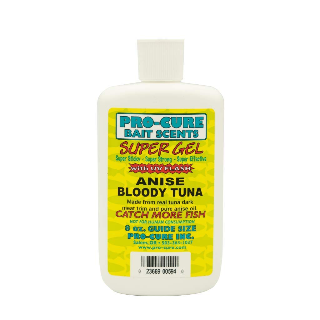 Pro-Cure Anise Bloody Tuna Super Gel - 8oz Fishing Bait Attractant for Saltwater & Freshwater - Perfect for Trolling, Casting & Ice Fishing