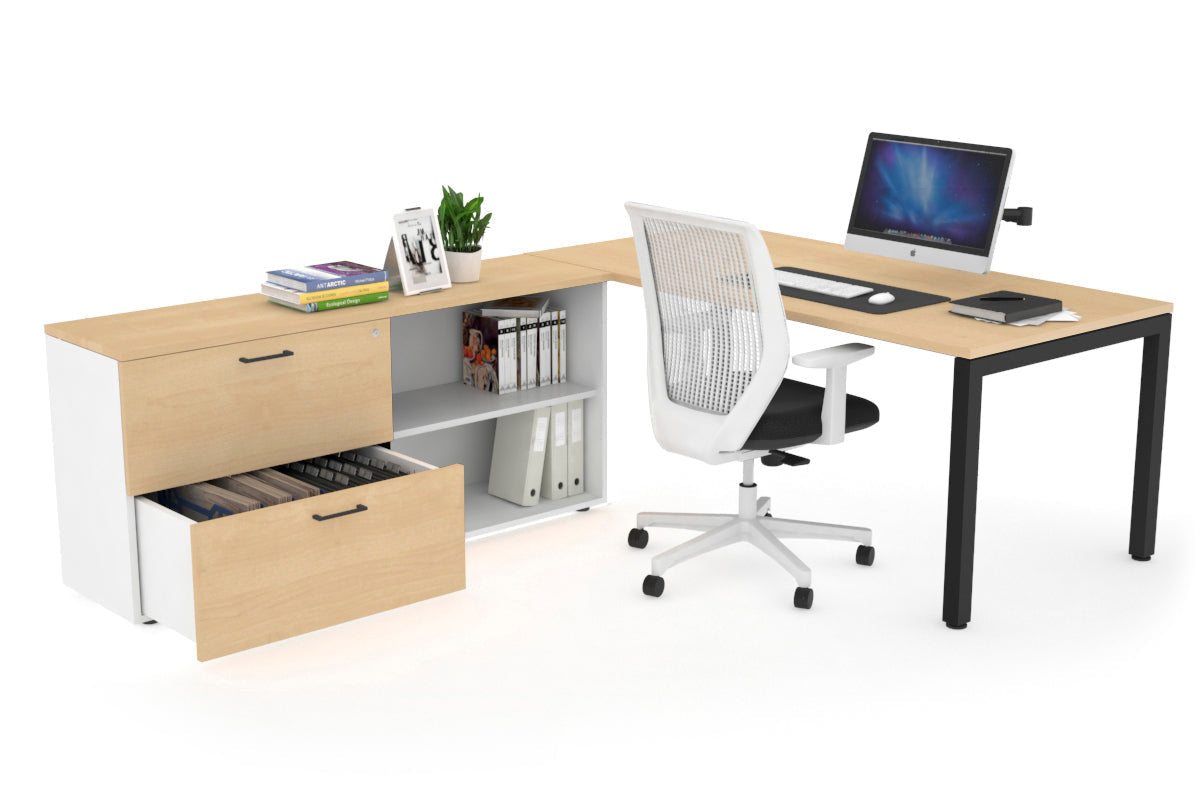 Quadro Square Executive Black Frame Office Desk [1800L x 700W] - Modern Workspace Solution for Home & Business Offices