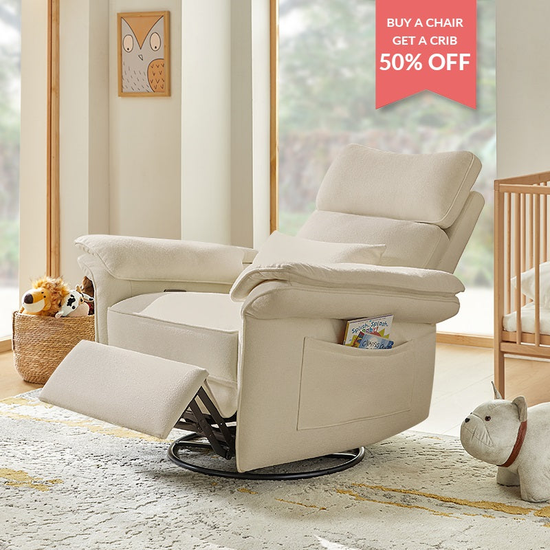 Comfortable Nursery Power Glider Recliner - Perfect for Breastfeeding, Rocking Baby to Sleep & Nursery Room Relaxation