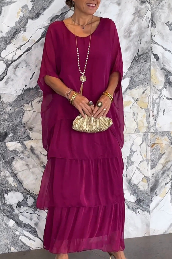 Solid Color Crew Neck Loose Tiered Maxi Dress for Women - Casual Summer Beach Dress with Pockets | Perfect for Vacation, Date Night & Outdoor Events