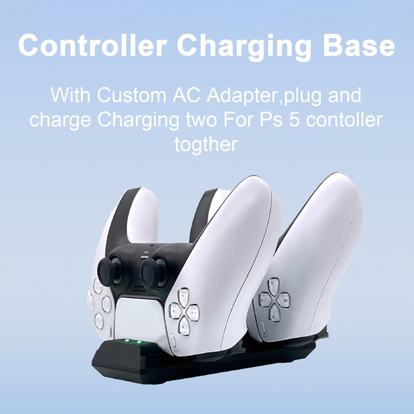 Wilitto PS5 Controller Charger Station - Dual USB-C Fast Charging Dock for PS5 DualSense Controllers with 2 Cable Types (White) - Perfect for Gaming Setup & Multiplayer Sessions