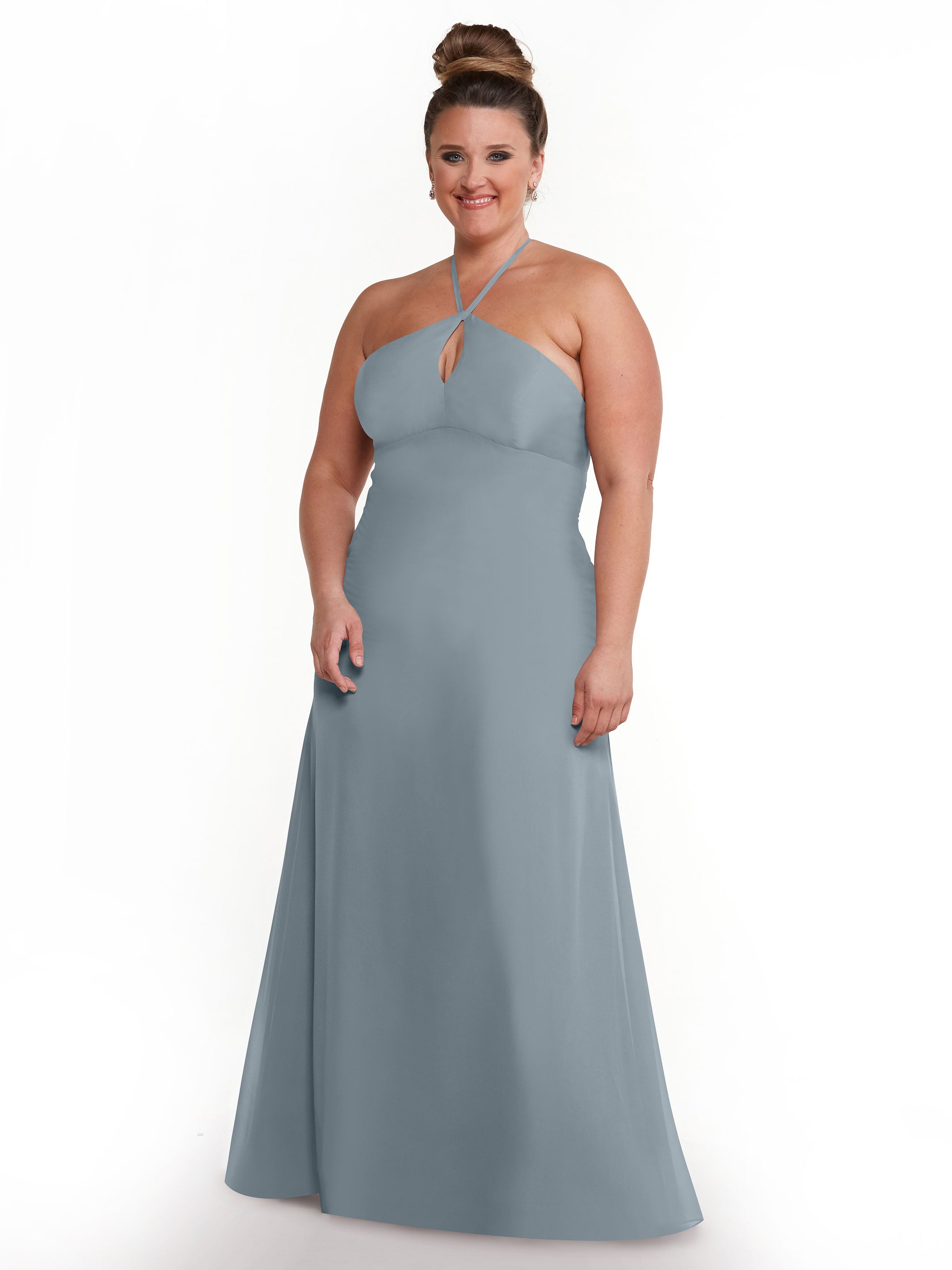Elegant A-Line Chiffon Bridesmaid Dress with Keyhole Halter Neckline - Perfect for Weddings, Formal Events & Special Occasions