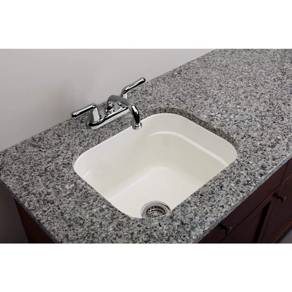 Mustee 2218 Vector 12 Gallon Undermount Utility Sink in White - Heavy-Duty Stainless Steel Alternative for Laundry Rooms, Garages & Workshops