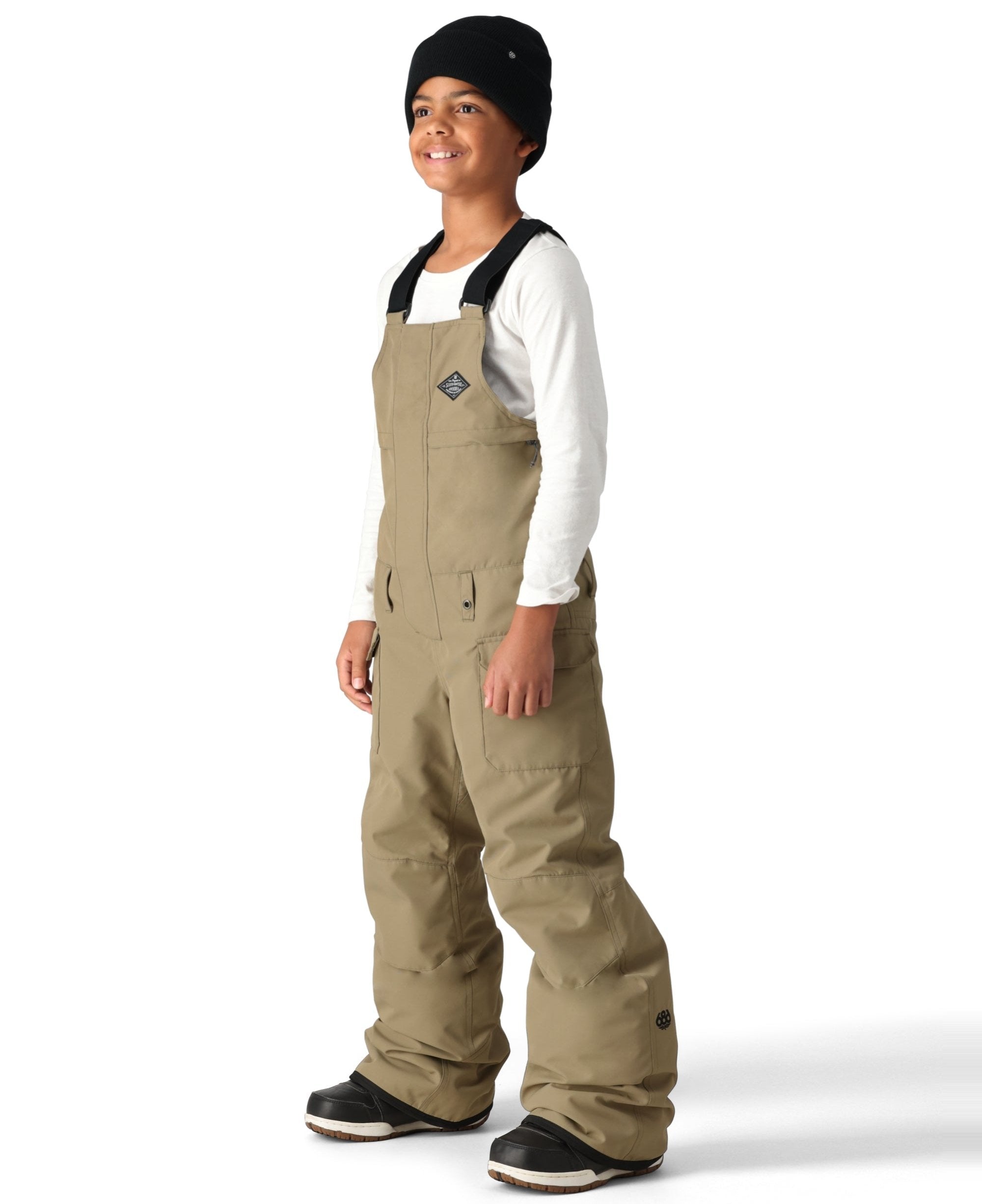 686 Boys Frontier Insulated Bib Snow Pants 2025 - Waterproof Winter Snowboard Ski Bibs for Kids, Cold Weather Outdoor Activities