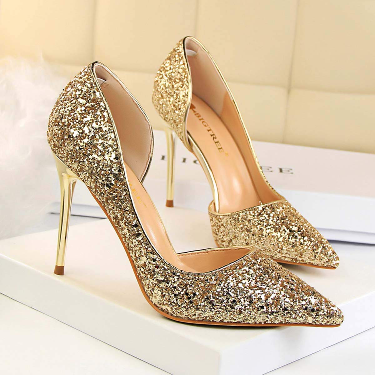 JOEupin Women's Stiletto High Heel Pumps - Sexy Pointed Toe Dress Shoes for Wedding, Party & Evening Wear - Comfortable Semi-Open Design for Women's Formal Occasions