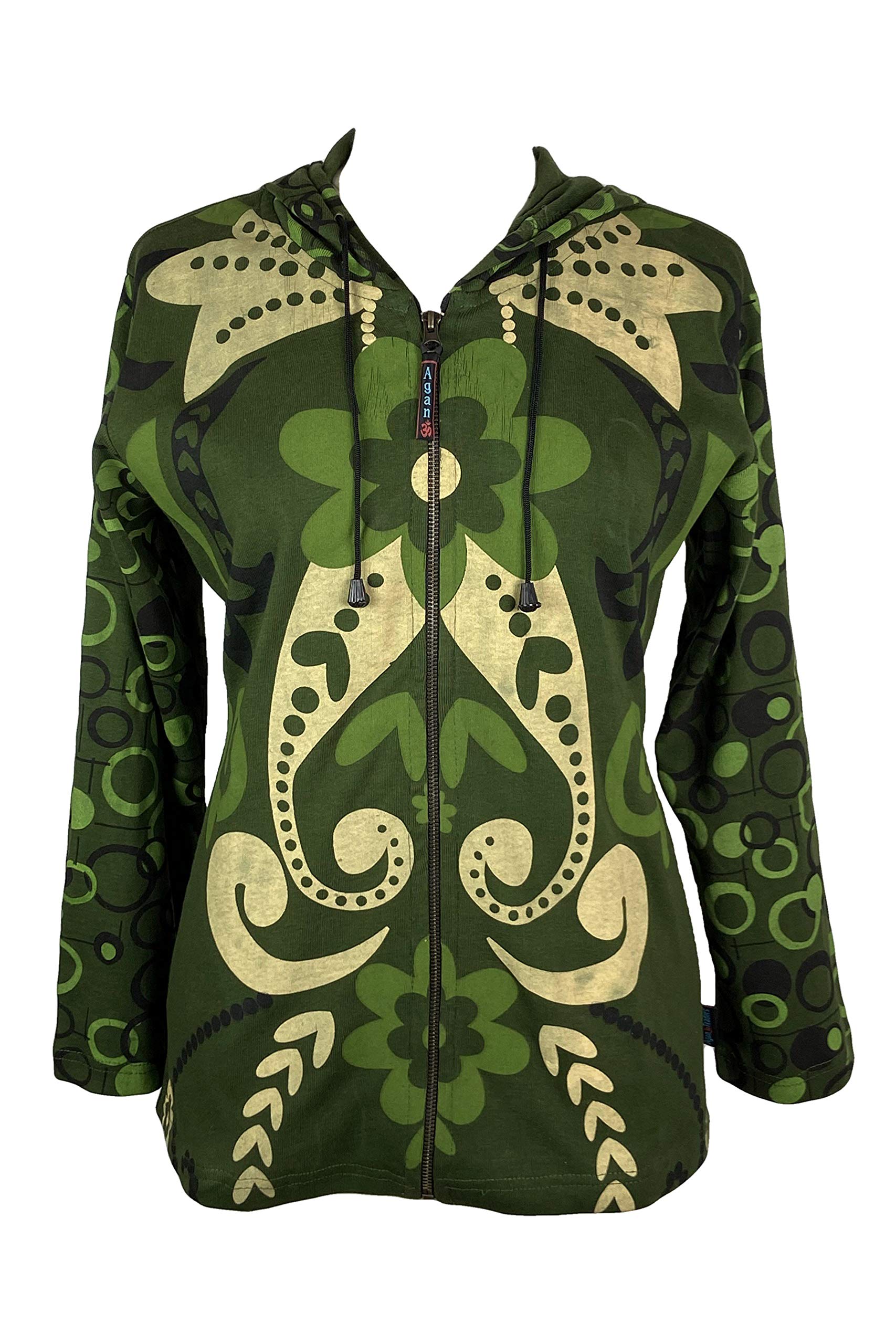 Agan Traders Women's 2025 Spring Boho Rib Cotton Hoodie Jacket - Cozy Fall Outerwear for Casual Wear, Street Style & Travel