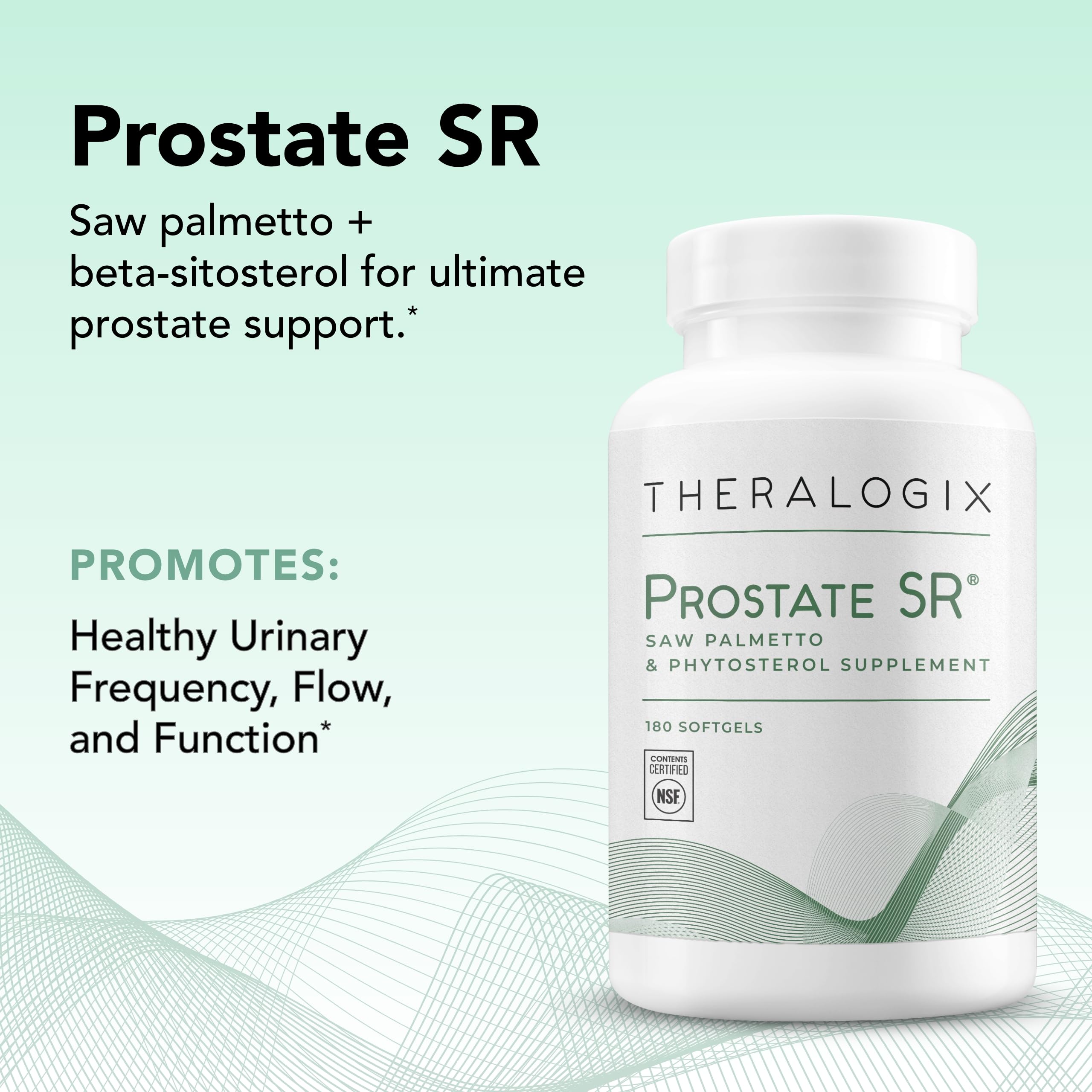 Theralogix Prostate SR Saw Palmetto & Beta-Sitosterol Supplement for Men - Supports Urinary Tract & Prostate Health - 90-Day Supply (180 Softgels) - NSF Certified - Ideal for Nighttime Urinary Comfort & Active Lifestyles