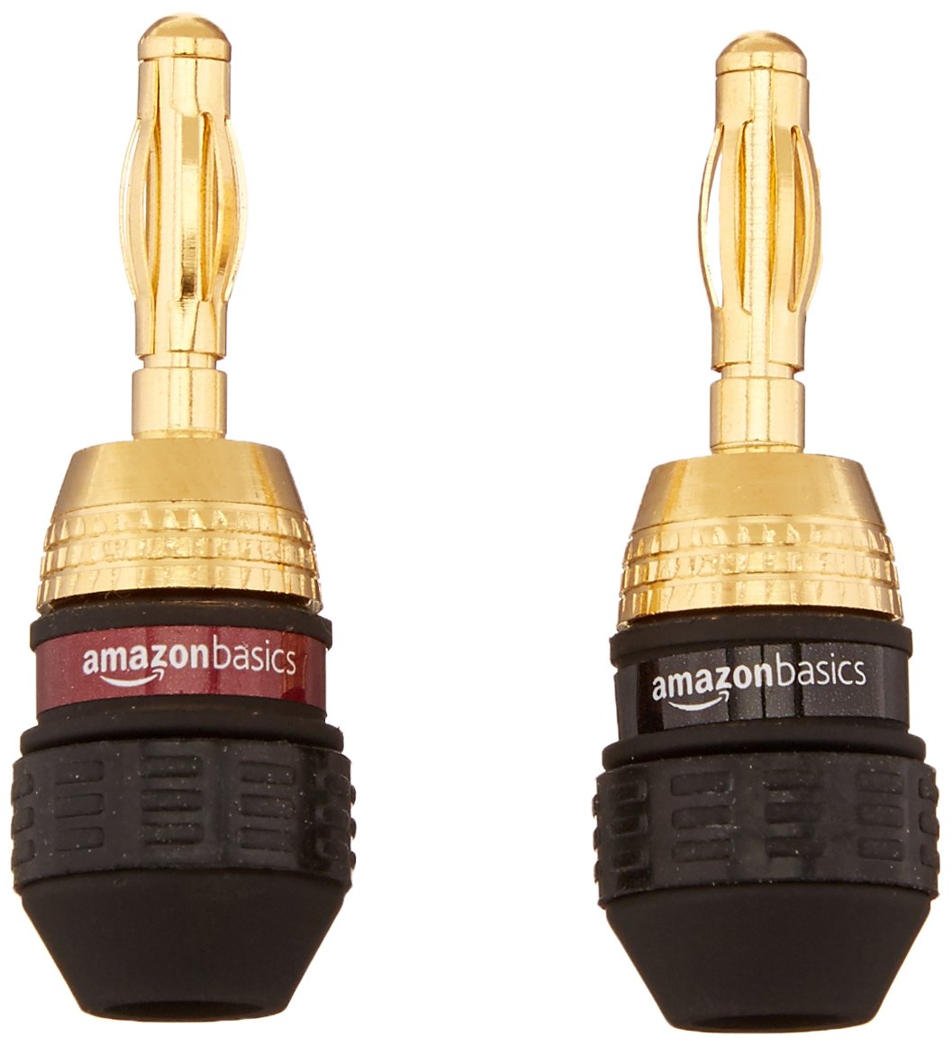 Amazon Basics Speaker Connector Banana Plugs - 12 Pairs (24 Pieces) for Home Audio, Stereo Systems & Professional Speaker Wire Connections
