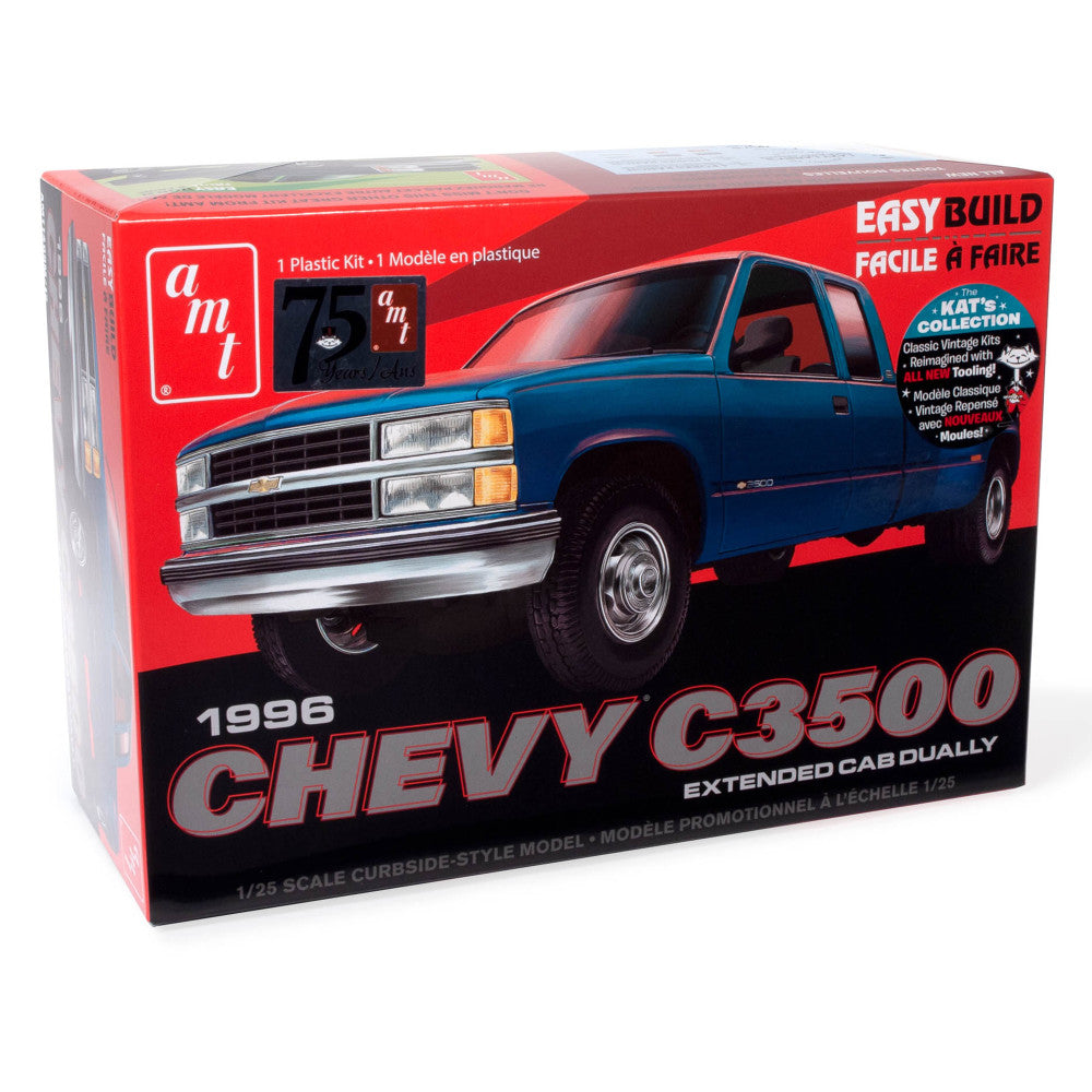 1996 Chevrolet C 3500 Dually Pickup 1:25 Scale Model Kit - AMT Authentic Die-Cast Collectible Truck for Display & Hobby Enthusiasts - Perfect for Home Office Decor, Gift Giving & Model Building Projects