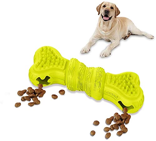 Interactive Dog Puzzle Feeder Toy - Bite-Resistant Chew Bone Treat Dispenser for Small, Medium & Large Dogs - Fun Snack Dispensing Yummy Bone (16cm, Green) - Perfect for Mental Stimulation & Slow Feeding at Home or Outdoors