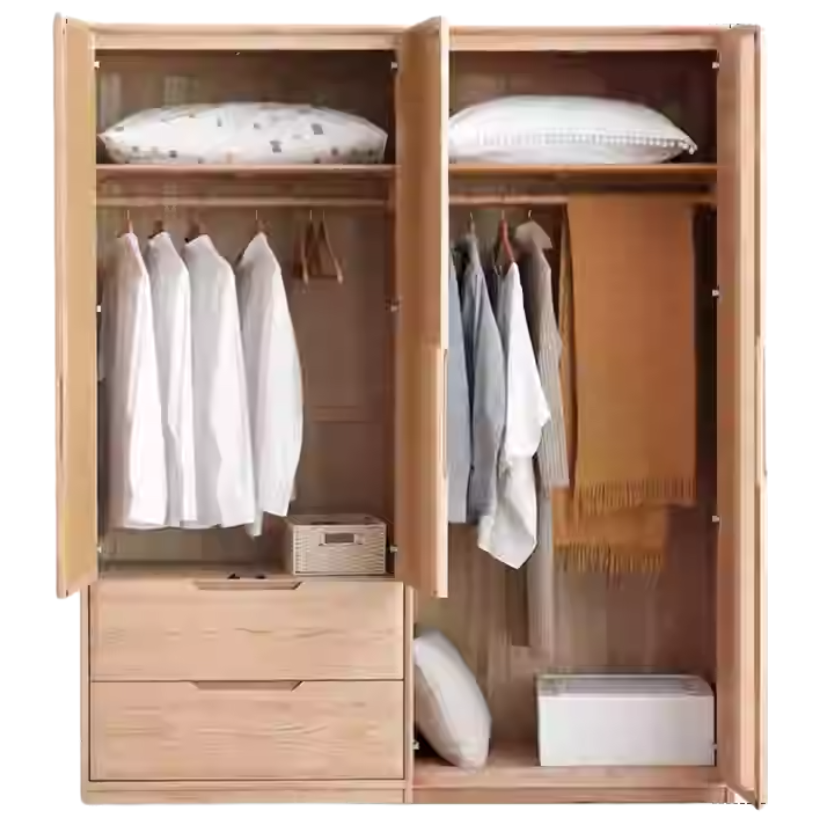 Solid Oak Wood Wardrobe - Spacious Storage for Bedroom, Closet & Home Organization | Durable & Stylish Furniture for Modern Living Spaces