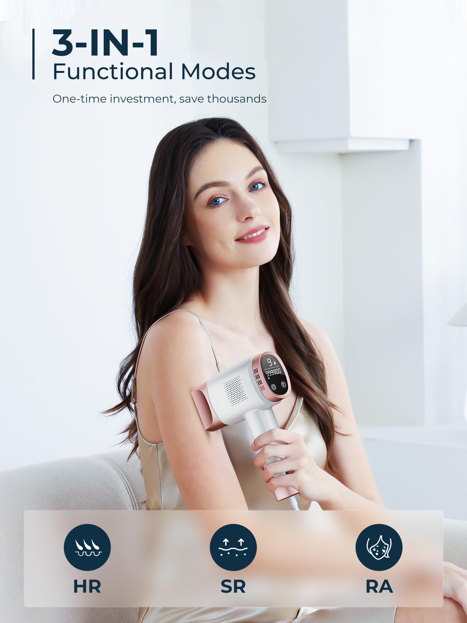 IPL Laser Hair Removal Device for Women & Men - At-Home Permanent Hair Removal with Ice Cooling System, 999,999 Flashes for Painless Full Body Hair Removal | Perfect for Legs, Bikini Line, Underarms & Facial Hair at Home