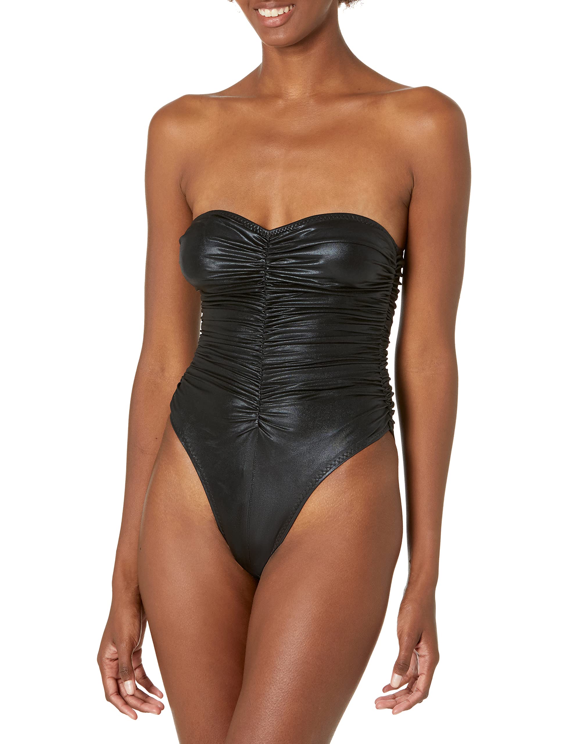 Norma Kamali Women's Slinky Marissa One Piece Swimsuit - Sexy High Cut Bathing Suit for Beach, Pool & Vacation | Tummy Control & Adjustable Straps
