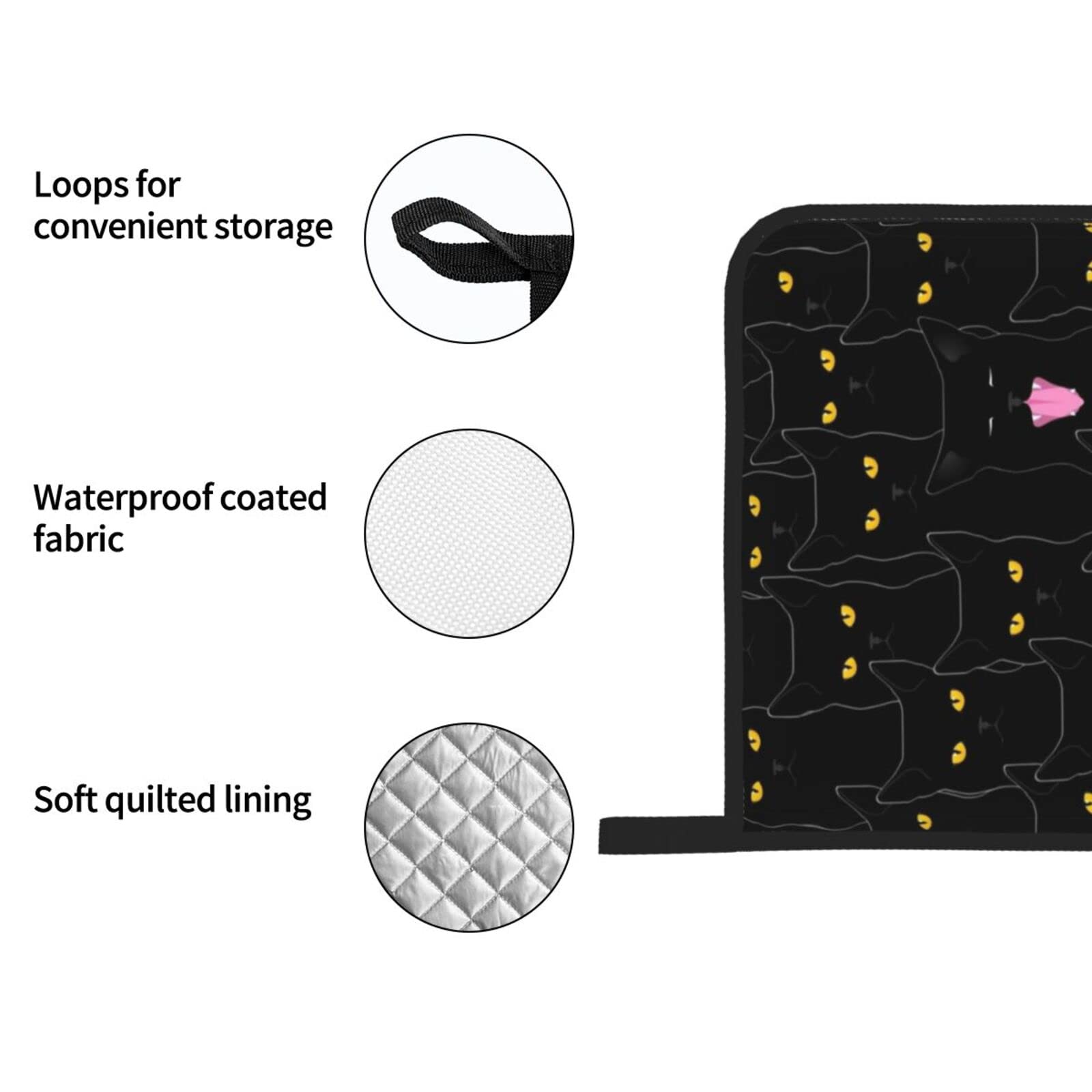Black Cat Oven Mitts and Pot Holders Set - Heat Resistant Non-Slip Kitchen Gloves for Cooking, Baking, Grilling & BBQ (4-Piece) - Perfect for Holiday Baking, Camping Trips & Home Kitchen Safety