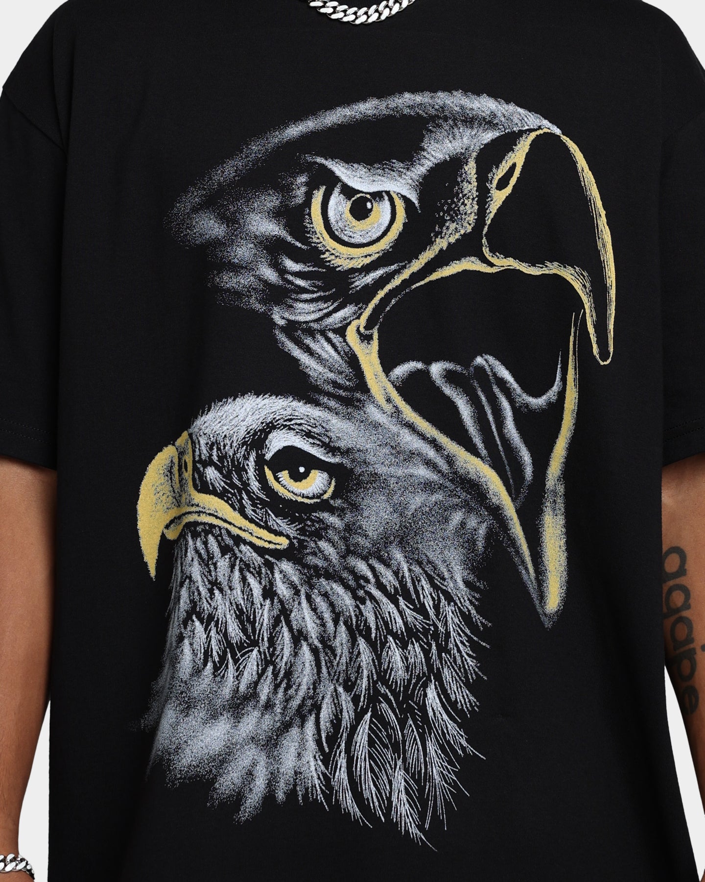 American Thrift Eagle Sky Graphic T-Shirt - Black Cotton Tee for Men | Patriotic Casual Wear & Street Style Outfits