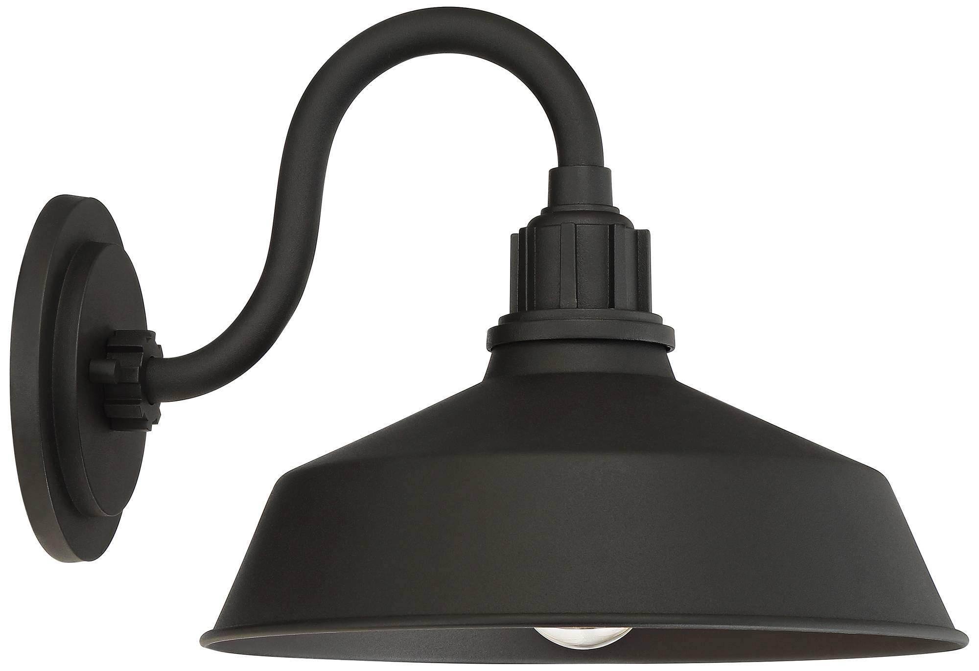 Franklin Iron Works Arnett Rustic Industrial Farmhouse Outdoor Barn Light Fixtures - Set of 2 Black Gooseneck Wall Sconces (10.5
